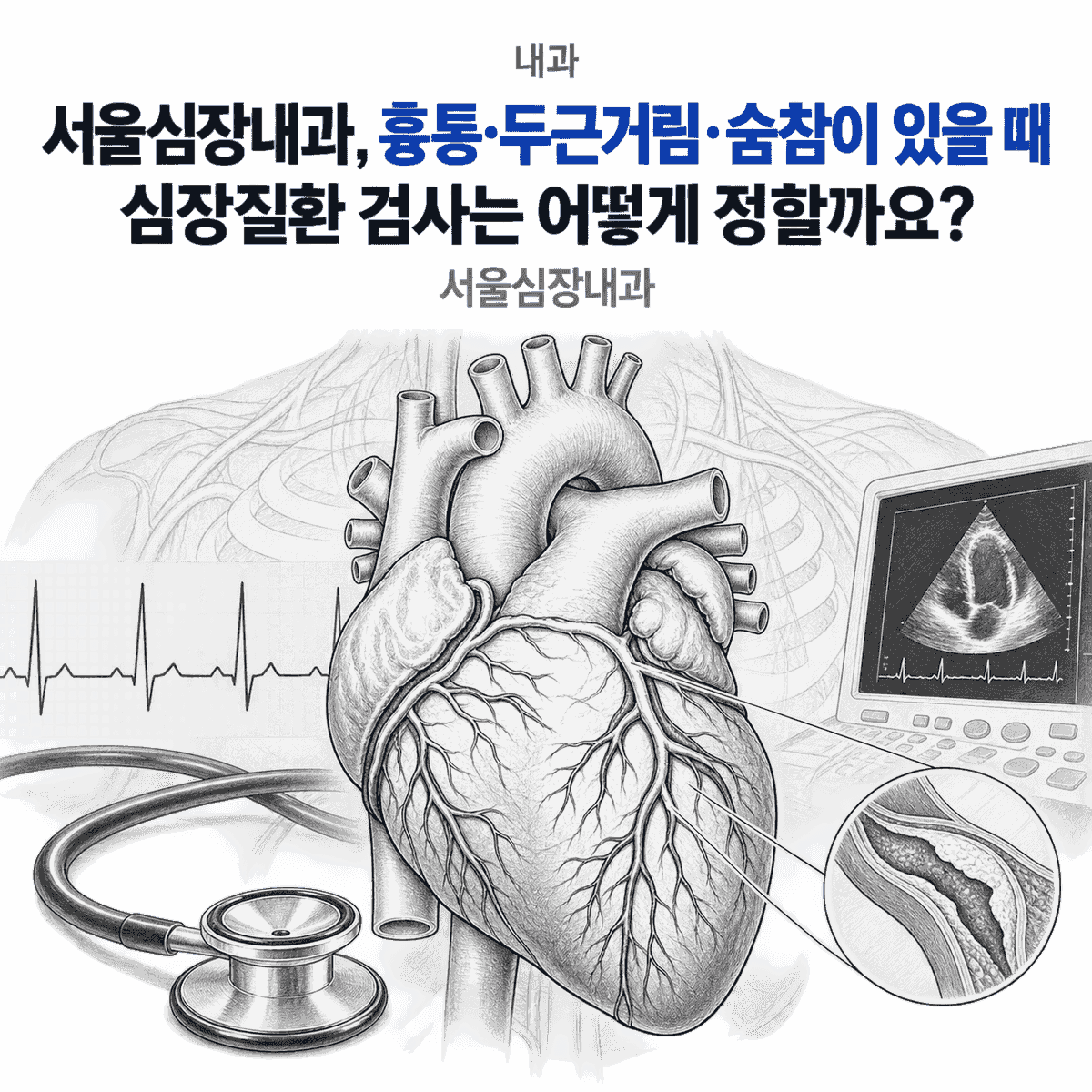서울심장내과, 흉통·두근거림·숨참이 있을 때 심장질환 검사는 어떻게 정할까요 핵심 정보 이미지